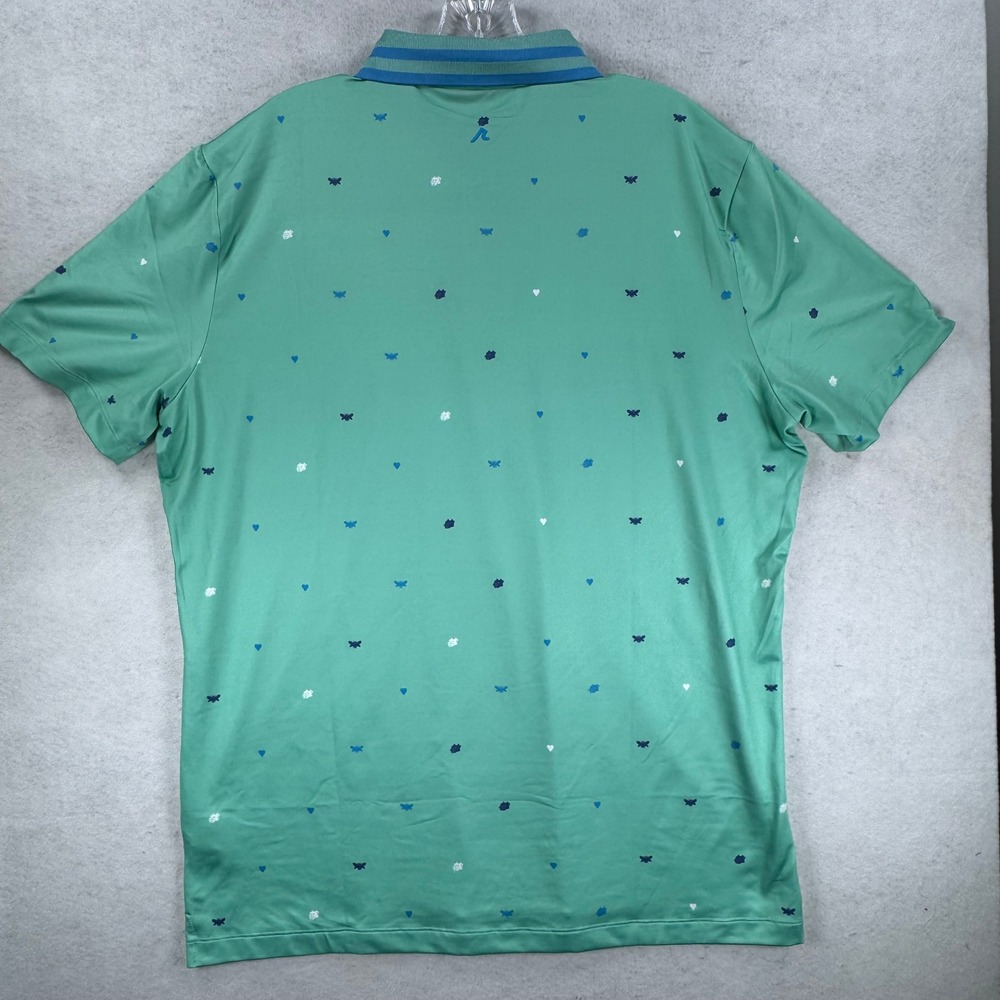 Redvanly Mens Golf Polo Shirt Large Green Heart Butterfly Panther Print S/S - Picture 7 of 8